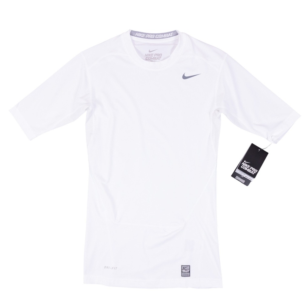 NWT Nike Pro Combat Shirt Mens M White Football Compression Base Layer 535720